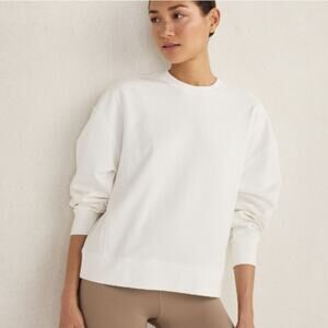 Women Haven Ivory Organic Cotton Terry Pullover Sweater XL Minimal Athleisure